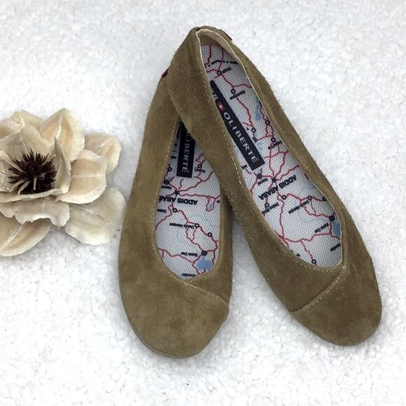 Oliberte Brown Nubuck Suede Slip On Ballet Flats - Picture 2 of 13